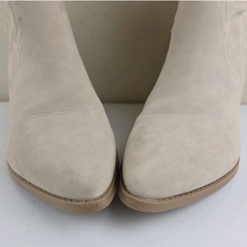 Time And Tru Western Slouch Boots Women Sz 9 Beige/Tan Slip On Booties Cowgirl - Picture 4 of 10